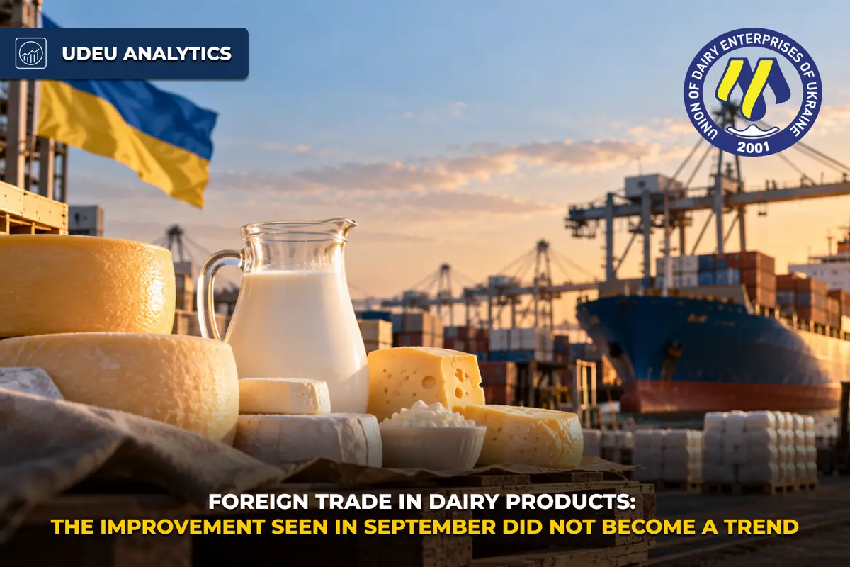 UDEU Analytics: foreign trade in dairy products: the improvement seen in September did not become a trend